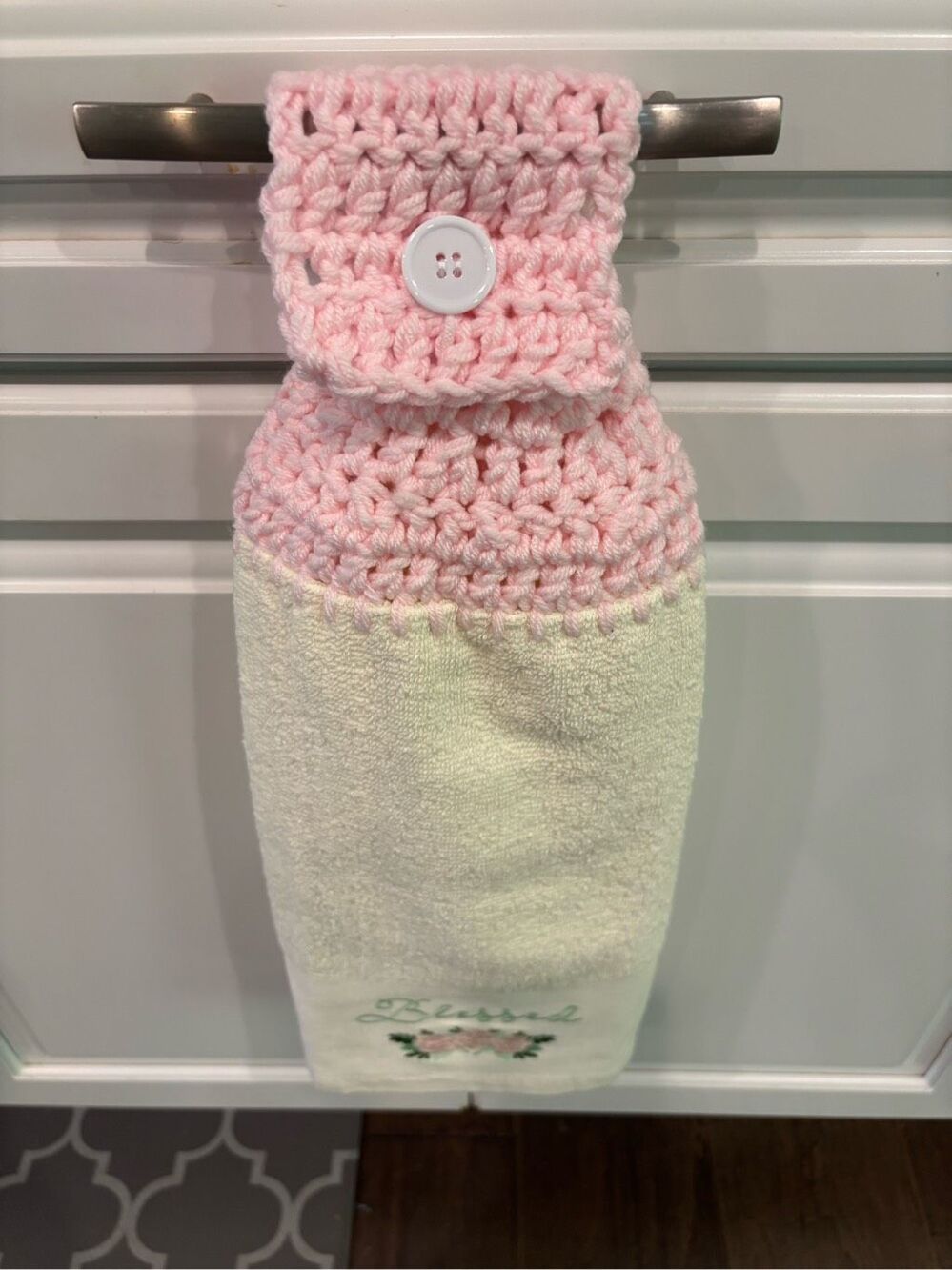 Crochet Top Kitchen Towel-Blessed